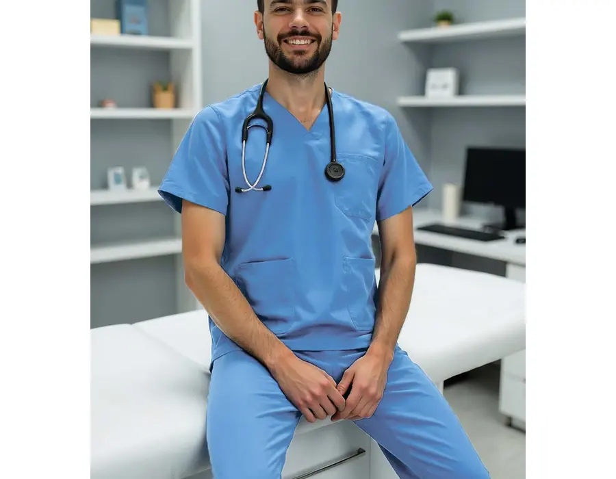 Profesional sanitario con pijama clínico